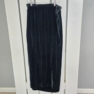 Eileen Fisher‎ Velvet Rayon Silk Maxi Wrap VTG Forest Green Skirt Small Boho